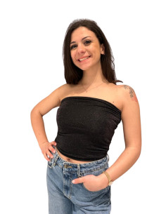 Top fascia lurex nero donna Zahjr