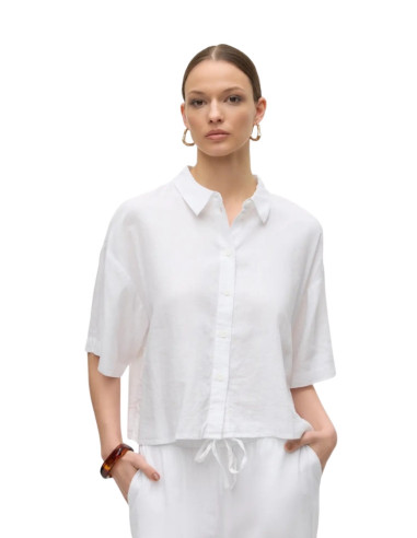 Camicia in Lino Bianca Manica Corta Vero Moda