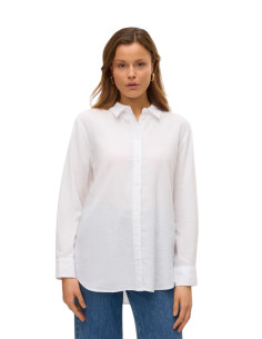 Camicia manica lunga lino bianco