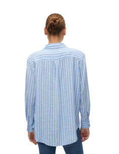 Camicia manica lunga lino rigata