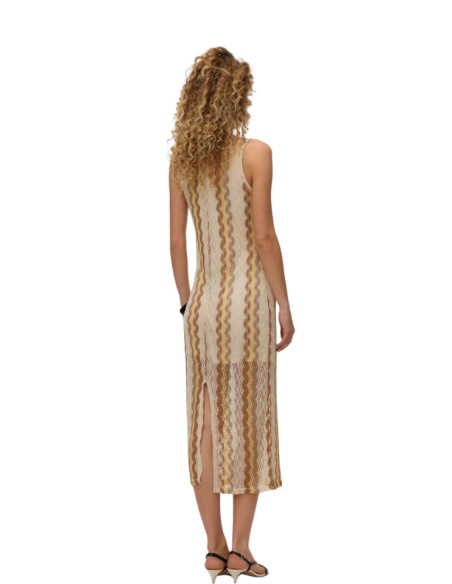 Maxi dress pizzo macramè PANNA/GIALLO/ CAMEL