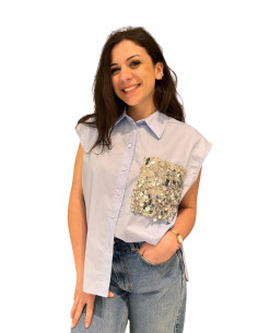 Camicia smanicata taschino paillettes