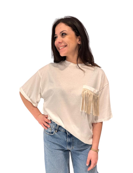 T-shirt oversize con frange donna Tensione In