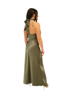 Abito Lungo Satinato Collo Halter