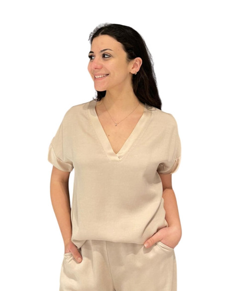Casacca Scollo V Color Avena Zahjr