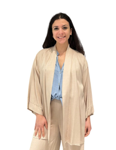 Kimono Leggero Effetto Satin Avena - Zahjr