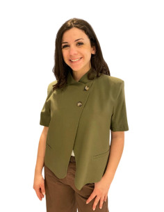 Blazer crop manica corta asimmetrica MILITARE