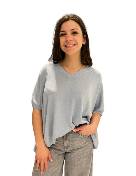 Gilet Over Lurex Color Cielo - Il Tricot
