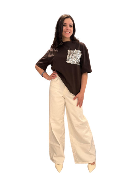 Jeans Wide Leg Donna con Intreccio