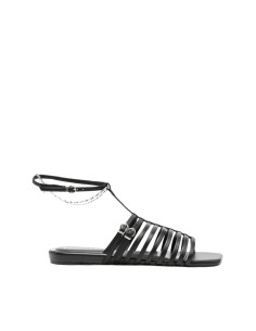 Sandalo Apepazza Dhalia Nero con Catena e Multicinturini