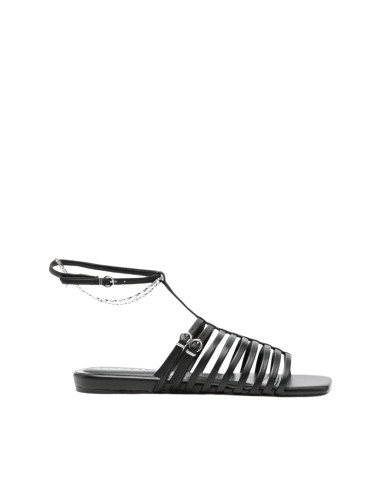 Sandalo Apepazza Dhalia Nero con Catena e Multicinturini