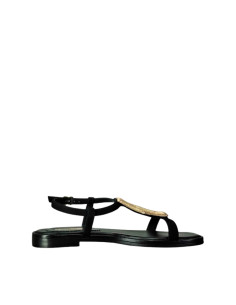 Sandalo basso suede acc. oro NERO