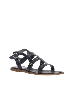 Sandalo Basso Nero da Donna con Multifasce e Borchie - KEYS