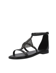 Sandalo Basso da Donna nero - Rombo con Strass - KEYS