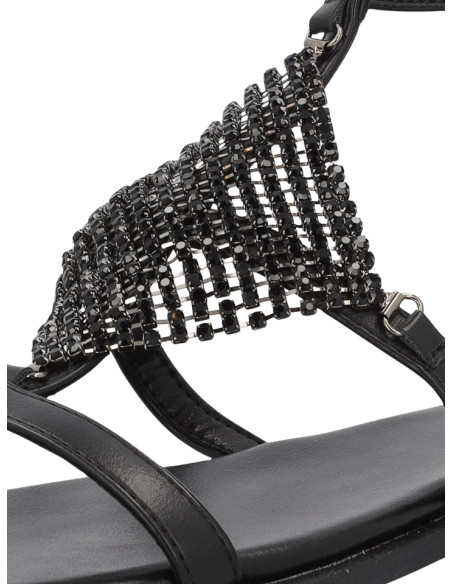 Sandalo Keys K12604 Nero | Sandalo Gioiello Basso Donna