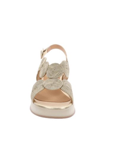 Sandalo Keys K-12112 Oro con Zeppa e Cerchi in Tessuto | Estate 2026