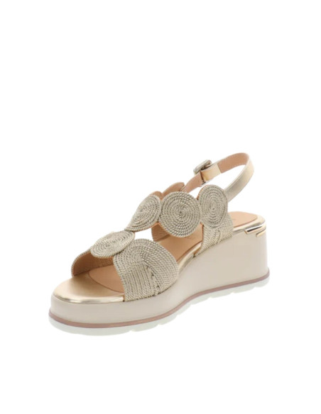 Sandalo Keys K-12112 Oro con Zeppa e Cerchi in Tessuto | Estate 2026