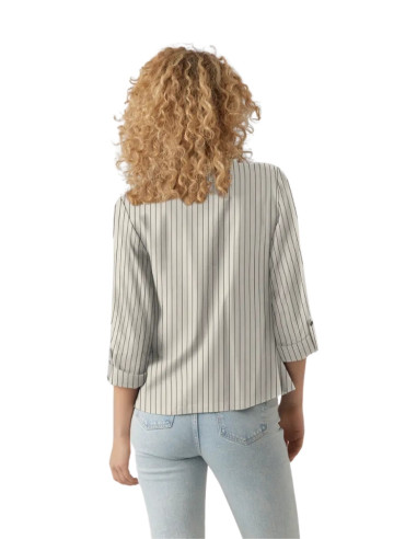 Giacca in Lino Beige a Righe Nere - Vero Moda