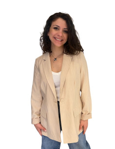 Blazer Gessato Beige Regular Fit - Vero Moda