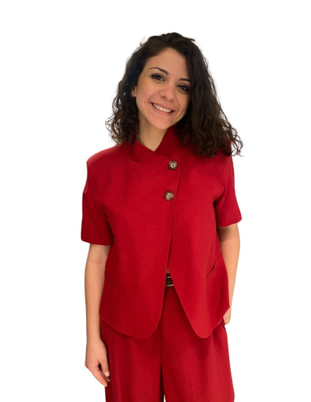 Giacca Crop Asimmetrica Rossa - Zahjr