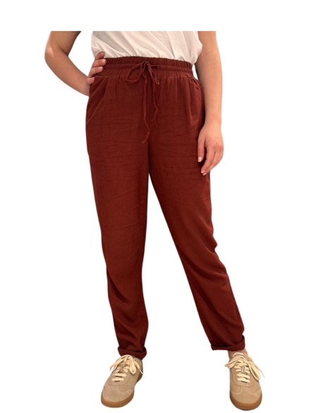 Pantalone Jogger Donna Effetto Lino