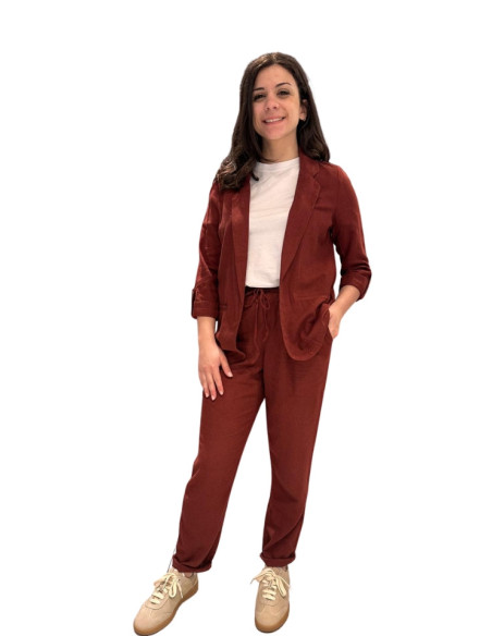 Pantalone Jogger Donna Effetto Lino