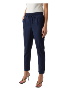 Pantalone gamba stretta lino BLU