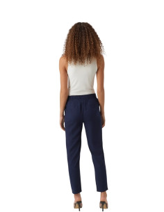 Pantalone gamba stretta lino BLU