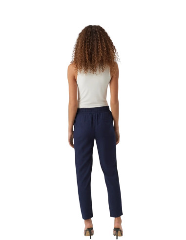 Pantalone Blu Navy Slim Fit in Lino