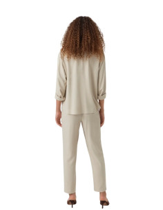 Pantalone gamba stretta lino BEIGE