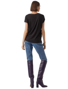T-Shirt in Tencel Basic Nero Vero Moda