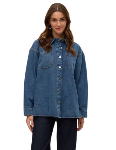 Camicia jeans bottoni a pressione