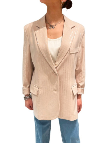 Giacca Blazer Donna con Paillettes Beige | Motel