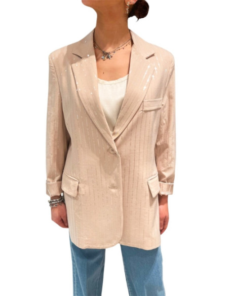 Giacca Blazer Donna con Paillettes Beige | Motel