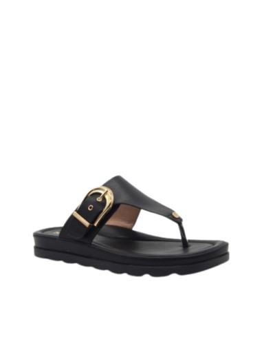 Infradito Platform Keys Nero con Maxi Fibbia Oro