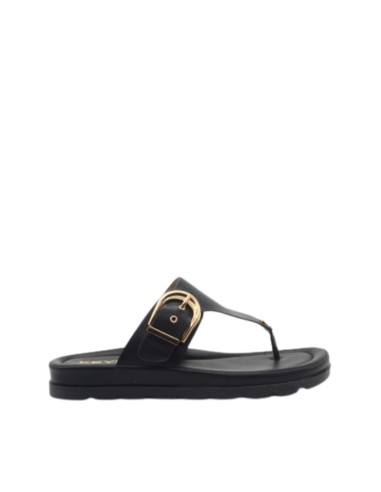 Infradito Platform Keys Nero con Maxi Fibbia Oro
