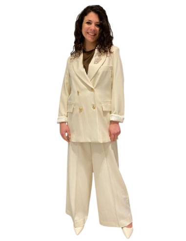 Pantalone palazzo panna lurex donna elegante Motel