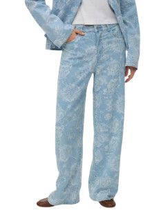 Jeans wide ricamo floreale