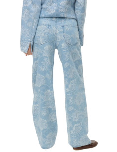 Jeans wide ricamo floreale