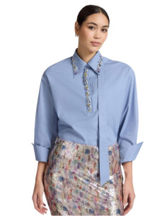 Camicia elegante celeste con applicazioni Elena Mirò