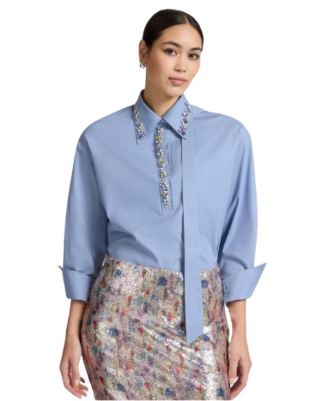 Camicia elegante celeste con applicazioni Elena Mirò