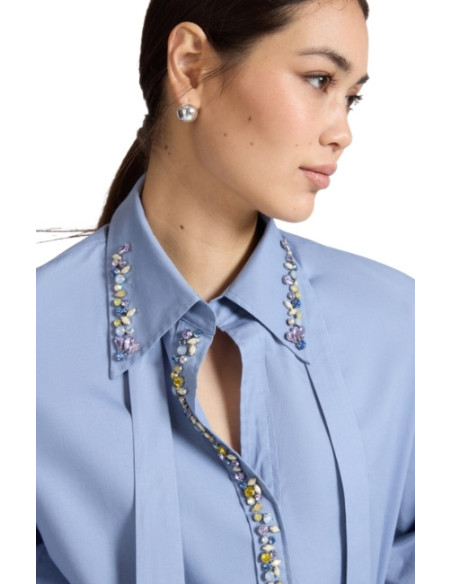 Camicia elegante celeste con applicazioni Elena Mirò