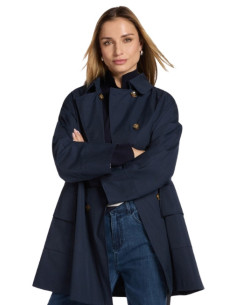 Trench Donna Blu Doppiopetto | Elegante in Gabardine