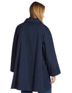 Trench Doppiopetto Donna Blu in Gabardine con Linea Svasata
