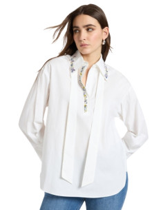 Camicia Bianca con Applicazioni Multicolor Elena Mirò