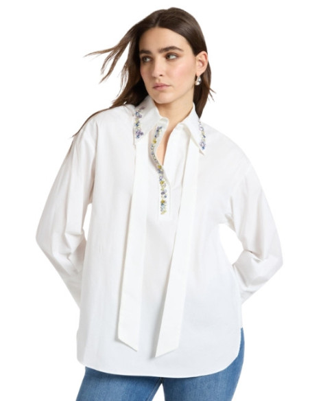 Camicia Bianca con Applicazioni Multicolor Elena Mirò