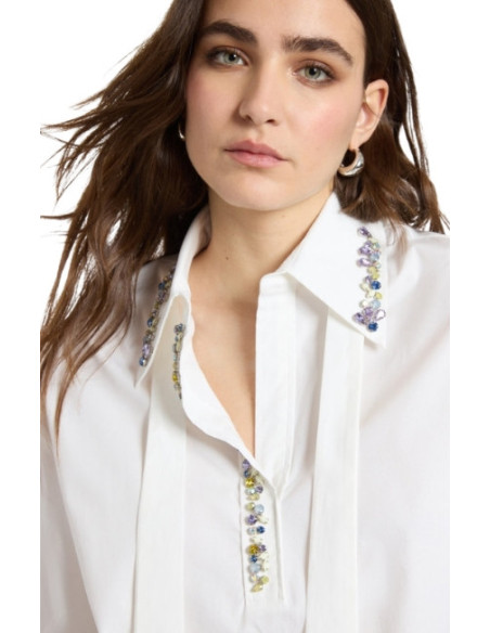 Camicia Bianca con Applicazioni Multicolor Elena Mirò