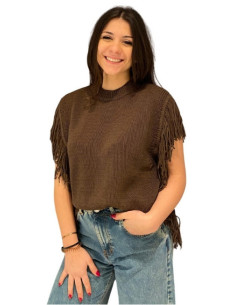 Gilet con frange marrone King Kong | Stile boho chic in cotone