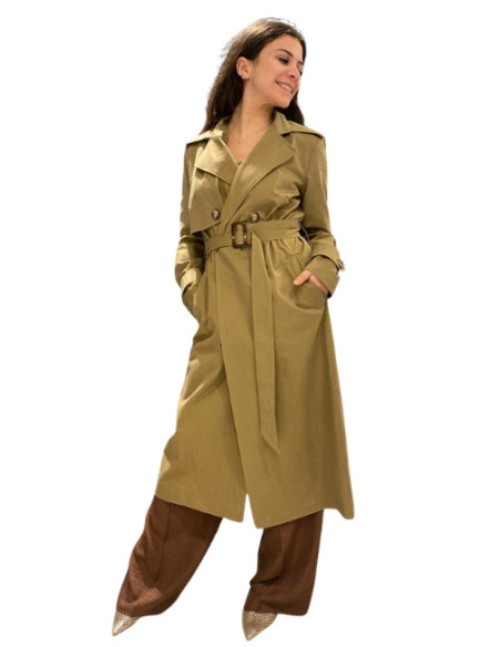 Trench lungo cuoio donna Tensione In