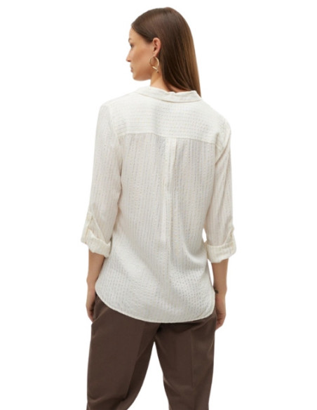 Camicia rigata glitter bianco oro donna Vero Moda